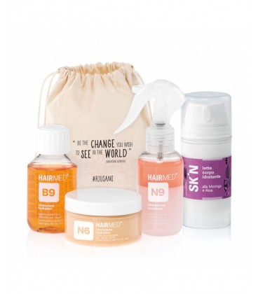 Hairmed - TRAVEL KIT IDRATAZIONE CAPELLI SECCHI - B9 - N6 - N9 + Latte corpo 3 + 1