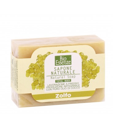 Sapone allo Zolfo, Ideale per acne o per pelli grasse, impure - Adatto per tutto il corpo e per i capelli - Bio Essenze - 100gr