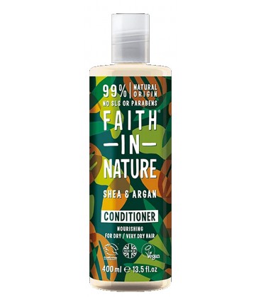 Faith in Nature - Conditioner Balsamo naturale, Karitè e Argan - Per capelli da normali a secchi, 400 ml
