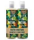 Faith in Nature - Shampoo e Balsamo naturale, Karitè e Argan - Per capelli da normali a secchi, 400 ml + 400 ml