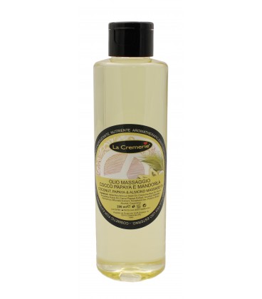 Olio massaggio Cocco, Papaya & Mandorla - Aromaterapico, Energizzante, Riducente - La Cremerie - 200ml
