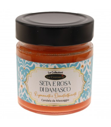 Candela da massaggio Seta e Rosa di Damasco - Rigenerante, Decontratturante - La Cremerie - 200ml